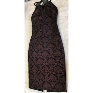 Olive tree Black & metallic wine sleeveless dress